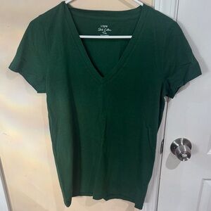 J. Crew Deep Green V-Neck Short Sleeve Tee